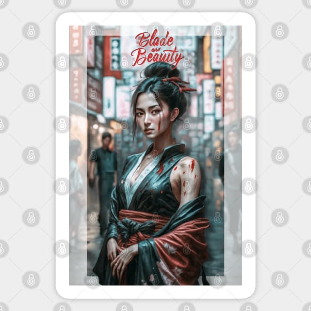 Proud Warrior: Resilient Japanese Woman Sticker by ALM Artbox